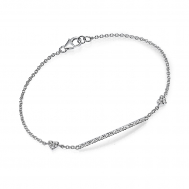 צמיד יהלומים עדין ואופנתי - Line & Hearts Diamonds Bracelete