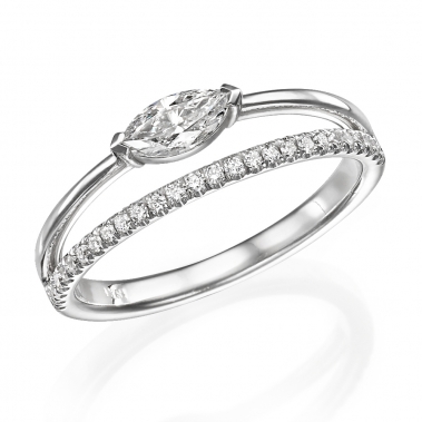 טבעת יהלומים מעוצבת מרקיזה- Double line Marquise