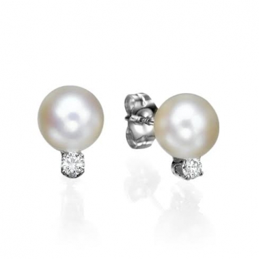 עגילי פנינה ויהלום- Pearl & Diamond 2m