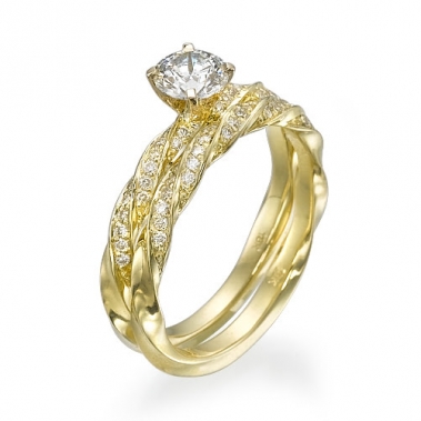 טבעת יהלומים מסולסלת עם חישוק תואם- Commitment