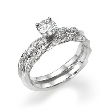 טבעת יהלומים מסולסלת עם חישוק תואם- Commitment