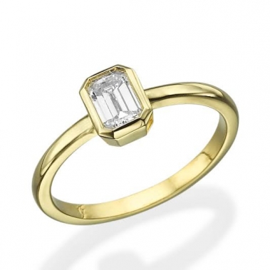 טבעת יהלום אמרלד- Emerald Bezel