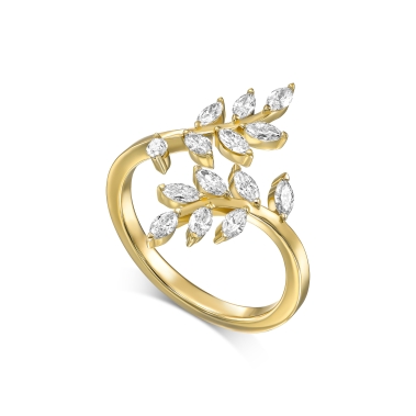 טבעת יהלומים עלים- Marquise Leaves