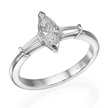 טבעת יהלומים מרקיזה וטייפרים- Marquise & Taprs diamonds ring