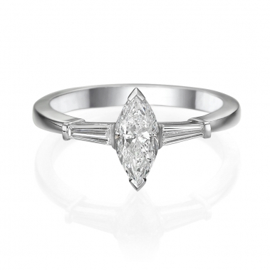טבעת יהלומים מרקיזה וטייפרים- Marquise & Taprs diamonds ring