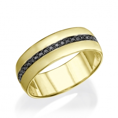 טבעת לגבר- חישוק יהלומים שחורים