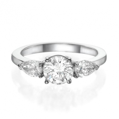 טבעת יהלומים יוקרתית- Round & Pears