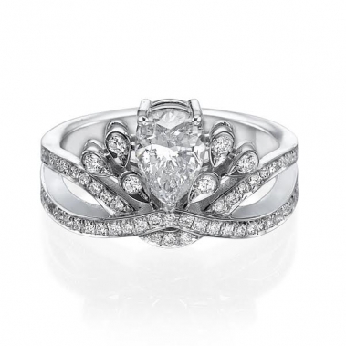 טבעת כתר יהלומים יוקרתית טיפה- Royal Crown Pear